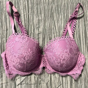 Victoria's Secret Dream Angels Pink Mauve Lace Lined Demi Bra - 34DD / 34E